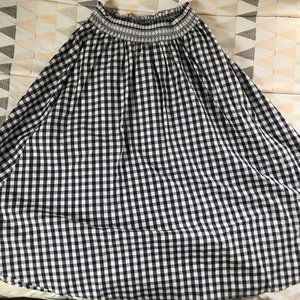 Navy and White Gingham Midi Skirt
